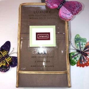 King Pillowcase Set 100% Egyptian Cotton Woven Sateen, NWT, New in Pkg,